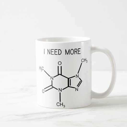 Ik heb meer cafeïne nodig koffiemok (Rechts)