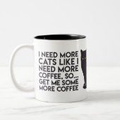 "Ik heb meer katten nodig zoals meer koffie..." Mo Tweekleurige Koffiemok (Links)