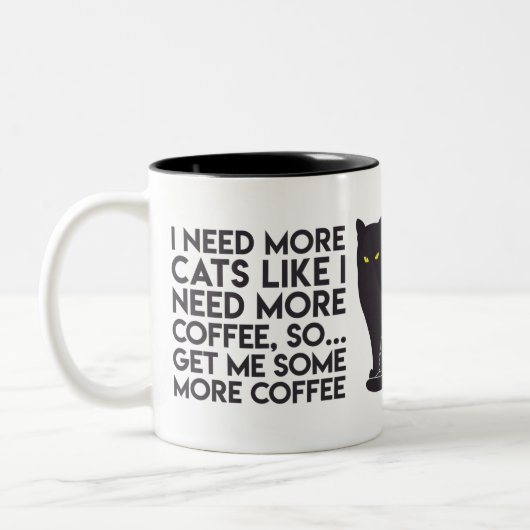 "Ik heb meer katten nodig zoals meer koffie..." Mo Tweekleurige Koffiemok (Links)
