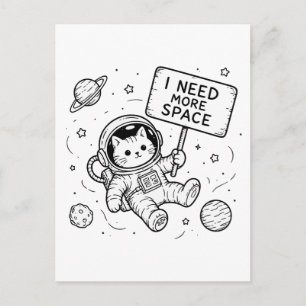 Ik heb meer ruimte nodig Funny Cat Astronaut Briefkaart