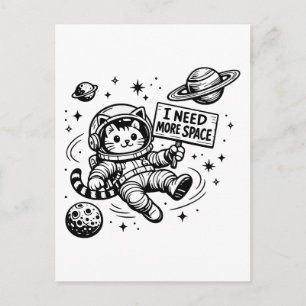 Ik heb meer ruimte nodig Funny Cat Astronaut Briefkaart