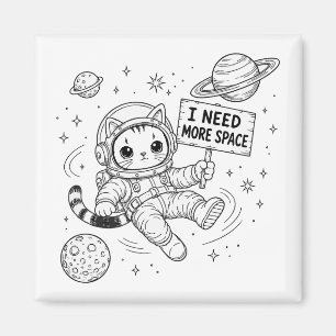 Ik heb meer ruimte nodig Funny Cat Astronaut Magneet