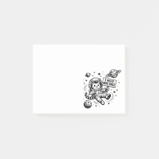 Ik heb meer ruimte nodig Funny Cat Astronaut Post-it® Notes (Voorkant)