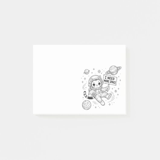 Ik heb meer ruimte nodig Funny Cat Astronaut Post-it® Notes (Voorkant)