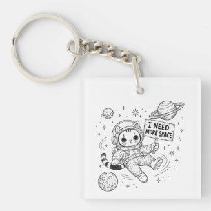 Ik heb meer ruimte nodig Funny Cat Astronaut Sleutelhanger