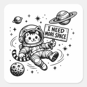 Ik heb meer ruimte nodig Funny Cat Astronaut Vierkante Sticker