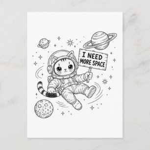 Ik heb meer ruimte nodig Grappige kat astronaut Briefkaart