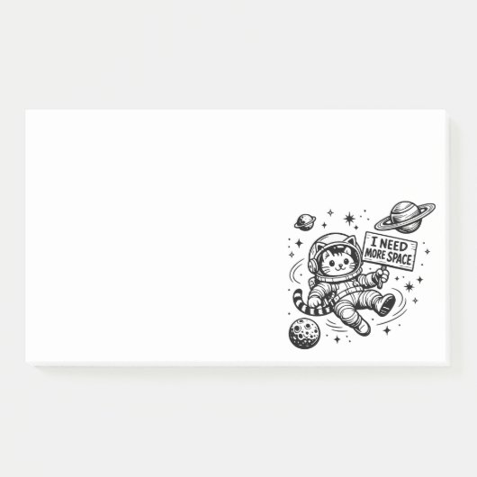 Ik heb meer ruimte nodig grappige kat astronaut post-it® notes (Voorkant)