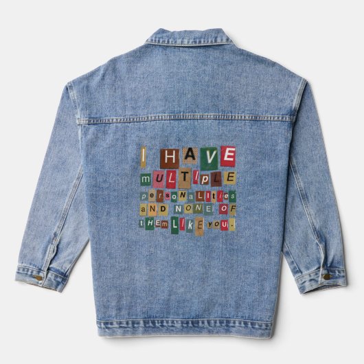Ik heb meerdere persoonlijkheden en geen van hen denim jacket (Achterkant)