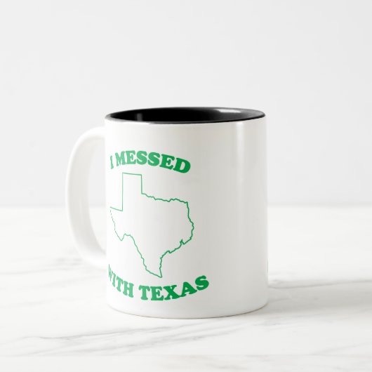 Ik heb met Texas gebeld Tweekleurige Koffiemok (Voorkant links)