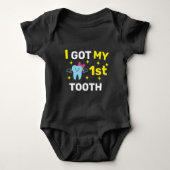 Ik heb mijn 1e tand met Schattigee Baby Tooth Romper (Voorkant)