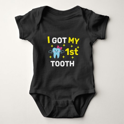 Ik heb mijn 1e tand met Schattigee Baby Tooth Romper (Voorkant)