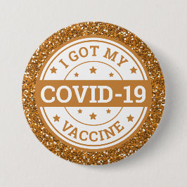 Ik Heb Mijn Covid-19 Vaccin Gouden Glitter Ronde Button 7,6 Cm
