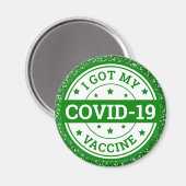 Ik heb mijn Covid-19 Vaccin Green Glitter. Magneet (Voorkant / Achterkant)