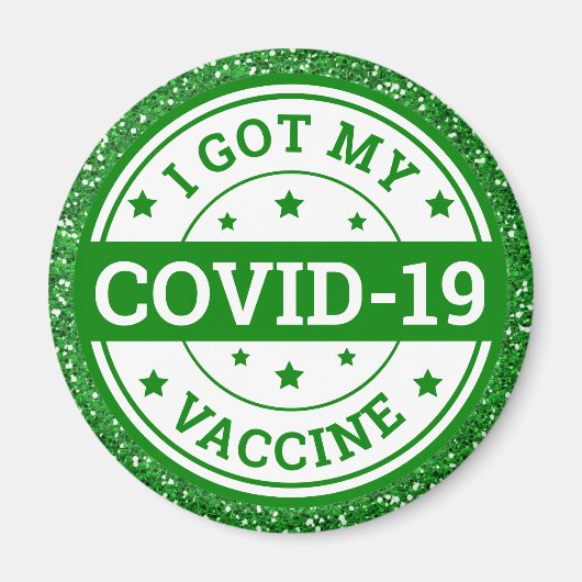 Ik heb mijn Covid-19 Vaccin Green Glitter. Magneet (Voorkant)