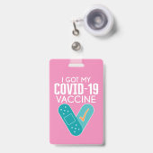 Ik heb mijn Covid-19 Vaccin - roze Badge (Voorkant met intrekbare clip)