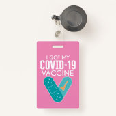 Ik heb mijn Covid-19 Vaccin - roze Badge (Voorkant met intrekbare)