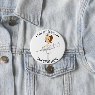 Ik heb mijn Covid-19 vaccinatie. Ronde Button 7,6 Cm
