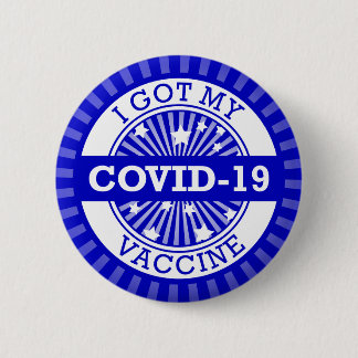 Ik heb mijn Covid 19 Vaccine Star Burst Blue Ronde Button 5,7 Cm