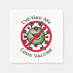 Ik heb mijn Covid Vaccine Funny Cartoon Virus Sign Servet