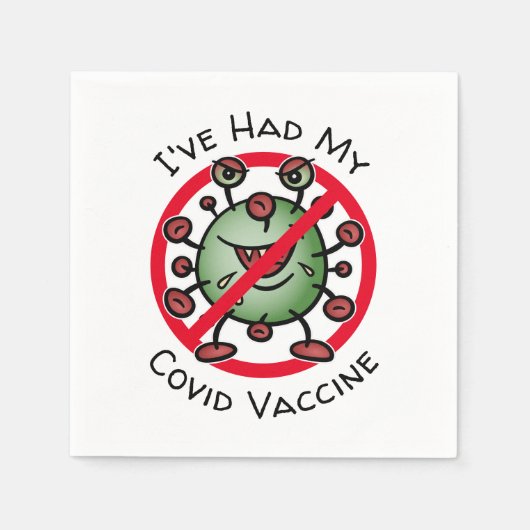 Ik heb mijn Covid Vaccine Funny Cartoon Virus Sign Servet (Voorkant)