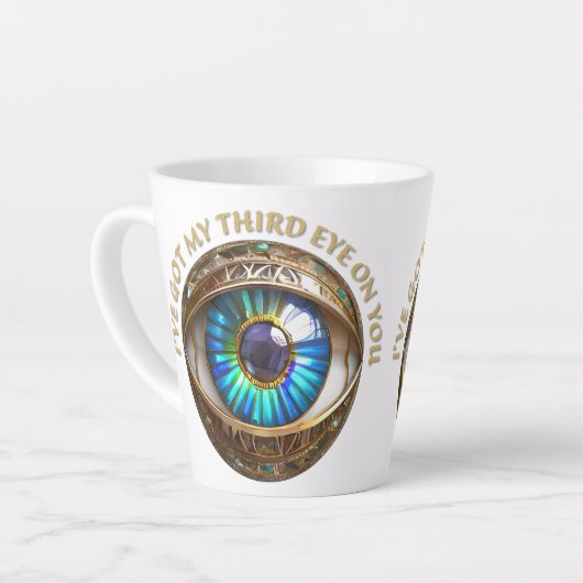 Ik heb mijn derde oog op jou latte mok (Linkerhoek)