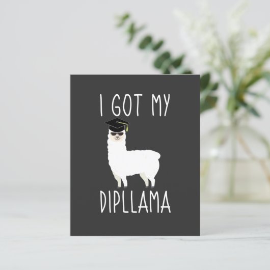 Ik heb mijn Dipllama Afstuderen Llama Pun uitnodig (Staand voorkant)