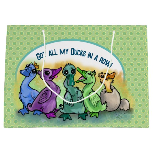 Ik heb mijn eenden in een Row Large Gift Bag Groot Cadeauzakje (Voorkant)