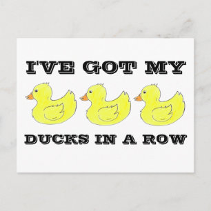 Ik heb mijn eenden in een Row Yellow Rubber Duckie Briefkaart