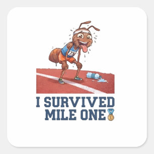 Ik Heb Mijn Eerste Mijl Grappige Hardloopmier Over Vierkante Sticker