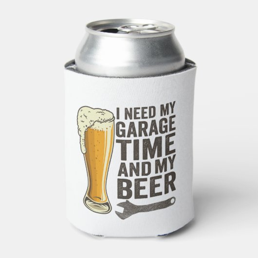 Ik heb mijn garage-tijd en mijn bier grappige repa blikjeskoeler (Blikje Voorkant)