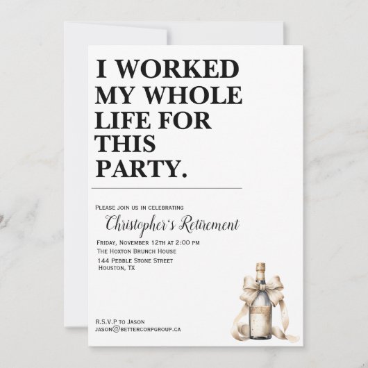 Ik heb mijn hele leven voor dit feest gewerkt kaart (Voorkant)
