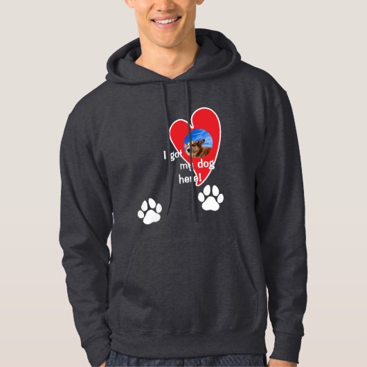 Ik heb mijn hond hier! Aangepaste foto - Donker Hoodie (Voorkant)