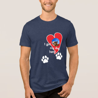 Ik heb mijn hond hier! Aangepaste foto - Donker Tri-Blend Shirt