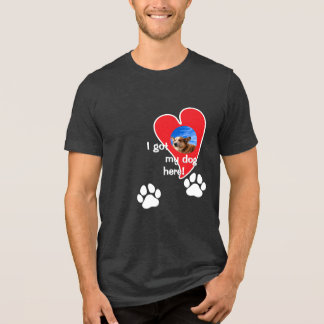 Ik heb mijn hond hier! Aangepaste foto - Donker Tri-Blend Shirt