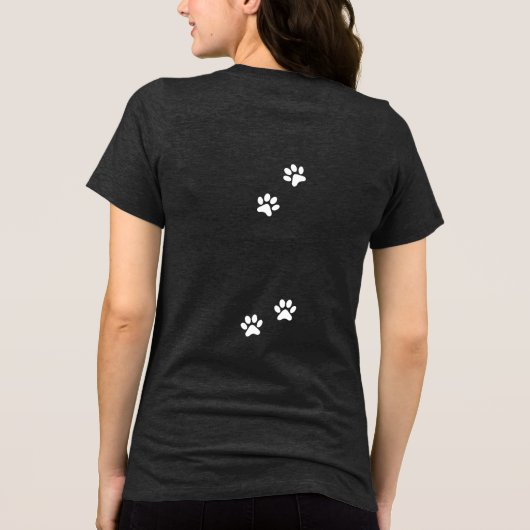 Ik heb mijn kat hier! Aangepaste foto - Donker Tri-Blend Shirt (Achterkant)