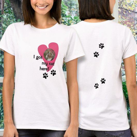 Ik heb mijn kat hier! Aangepaste foto T-shirt