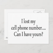 Ik heb mijn mobiele telefoonnummer verloren... kan briefkaart (Voorkant / Achterkant)