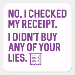 Ik heb mijn ontvangstbewijs gecontroleerd vierkante sticker