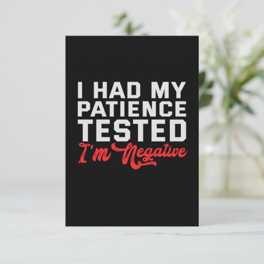 Ik heb mijn patiënt laten testen dat het negatief  bedankkaart (Staand voorkant)