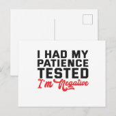 Ik heb mijn patiënt laten testen dat het negatief  briefkaart (Voorkant / Achterkant)