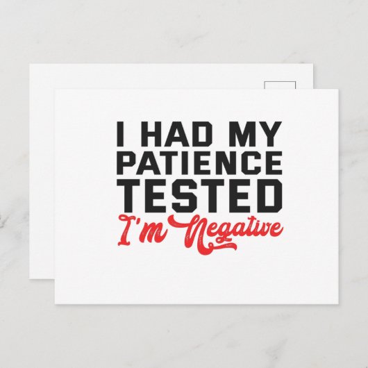 Ik heb mijn patiënt laten testen dat het negatief  briefkaart (Voorkant / Achterkant)