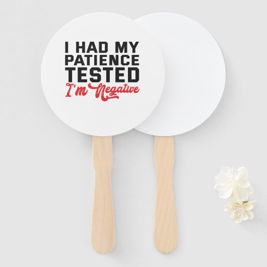 Ik heb mijn patiënt laten testen dat het negatief  handwaaier (Voorkant en achterkant)