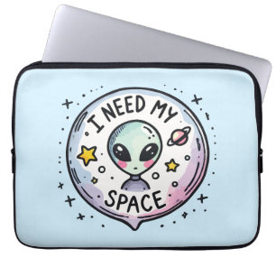 Ik heb mijn ruimte nodig Schattige Alien Laptop Sleeve
