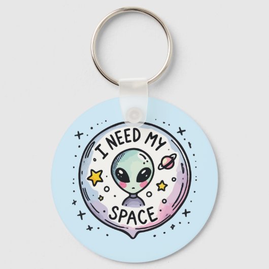 Ik heb mijn ruimte nodig Schattige Alien Sleutelhanger (Voorkant)
