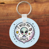 Ik heb mijn ruimte nodig Schattige Alien Sleutelhanger (Achterkant)