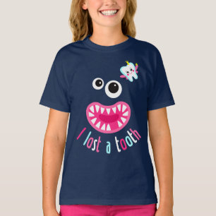 Ik heb mijn tand verloren. Een Cute Monster zonder T-shirt
