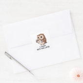 Ik heb misschien later koffie nodig - Grappige uil Vierkante Sticker (Envelop)