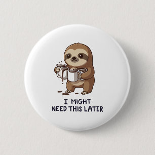 Ik heb misschien later koffie nodig - Lui slothumo Ronde Button 5,7 Cm