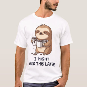 Ik heb misschien later koffie nodig - Lui slothumo T-shirt
